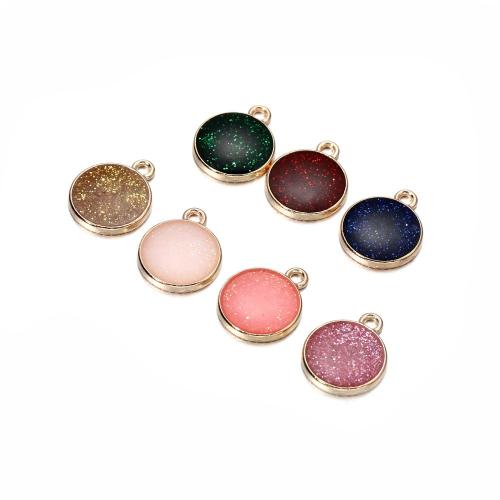 Zinc Alloy Enamel Pendants Round plated DIY nickel lead & cadmium free 13.50mm Sold By Bag