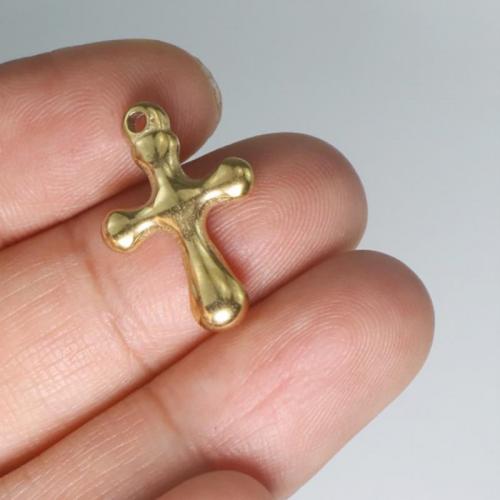 Roestvrij staal Cross Hangers, 304 roestvrij staal, Oversteken, plated, DIY, gouden, 15x22mm, Verkocht door PC