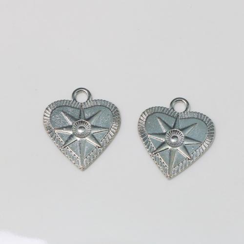 Zinc Alloy Heart Pendler, forgyldt, du kan DIY, sølv, nikkel, bly & cadmium fri, 20x23mm, Solgt af PC