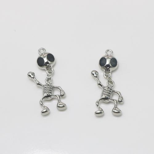 Zinc Alloy Skull Pendants plated DIY silver color nickel lead & cadmium free Sold By PC