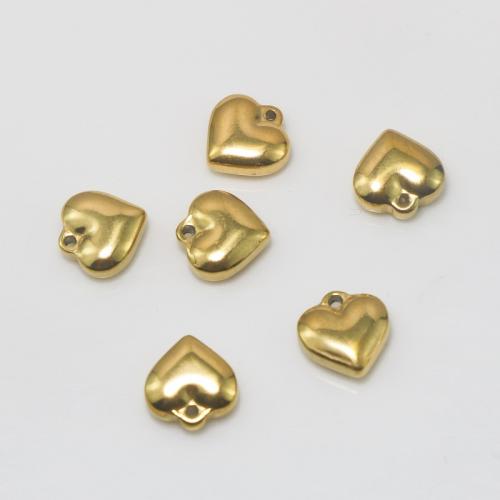 Roestvrijstaal Hart Hangers, 304 roestvrij staal, plated, DIY, gouden, 10.20x10.50mm, Verkocht door PC