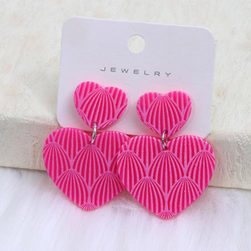 Acrylic Jewelry Earring Heart printing fashion jewelry & for woman Sold By Pair