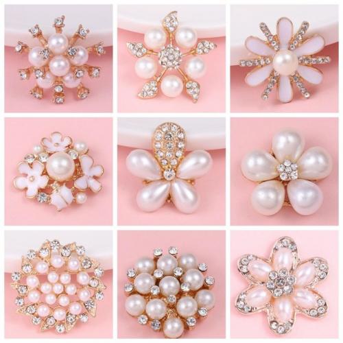 Mobile Phone DIY Decoration Zinc Alloy with Plastic Pearl Flower plated & for woman & with rhinestone nickel lead & cadmium free Approx 3.5mm Sold By PC