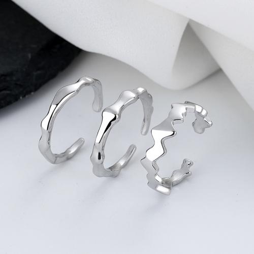 Mode Messing Ring Set, silberfarben plattiert, drei Stücke & Modeschmuck & für Frau, frei von Nickel, Blei & Kadmium, Größe:7, verkauft von setzen