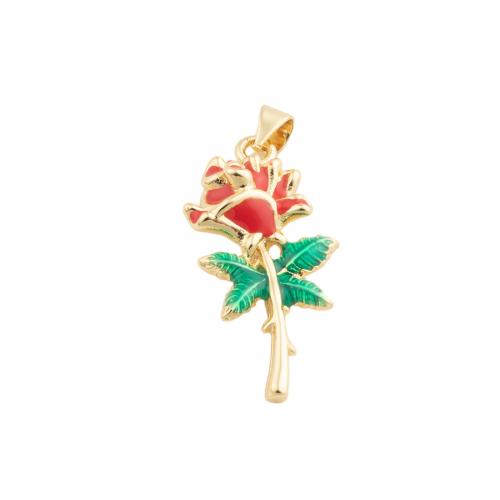 Brass Jewelry Pendants Flower fashion jewelry & Unisex & enamel nickel lead & cadmium free Sold By PC