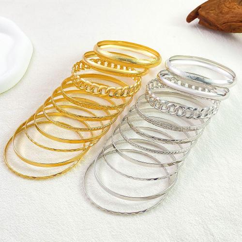 Cink Alloy Bangle Nakit, pozlaćen, devet komada & modni nakit & za žene, više boja za izbor, nikal, olovo i kadmij besplatno, Prodano By Set