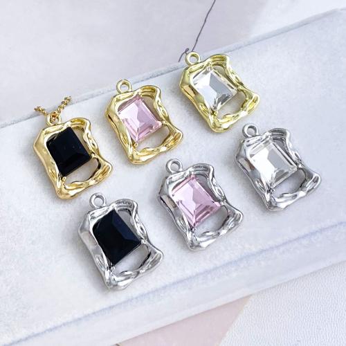 Zinc Alloy Rhinestone Pendler, med rhinestone, flere farver til valg, nikkel, bly & cadmium fri, 15x22mm, Solgt af PC