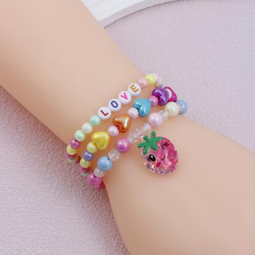 Brazalete niños, Plástico, Fresa, hecho a mano, tres piezas & para  los niños, multicolor, Vendido por Set