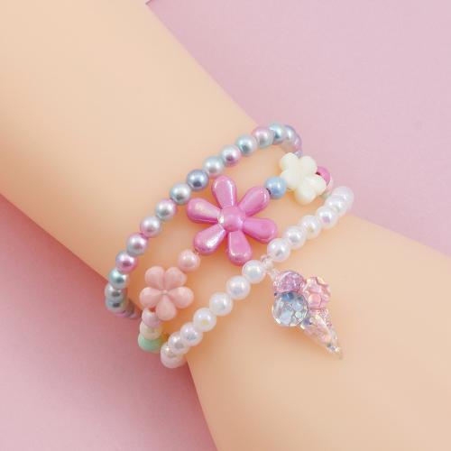 Children Bracelet & Bangle Plastic Ice Cream handmade three pieces & for children multi-colored Sold By Set