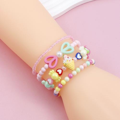 Children Bracelet & Bangle Plastic Ice Cream handmade three pieces & for children multi-colored Sold By PC