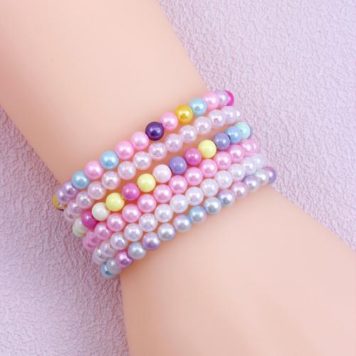 Children Bracelet & Bangle Plastic handmade 6 pieces & for children multi-colored Sold By Set