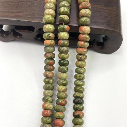 Unakite Pärlor, Flat Round, DIY, blandade färger, 8mm, Ca 60PC/Strand, Säljs av Strand