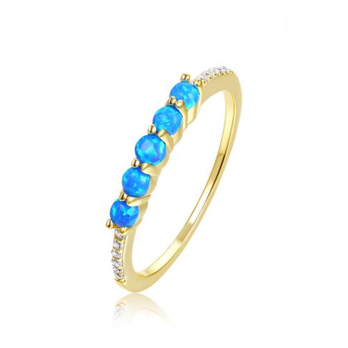 Cubic Zirconia Micro Pave 925 Sterling Silver Rings with Opal plated fashion jewelry & micro pave cubic zirconia & for woman nickel lead & cadmium free Sold By PC