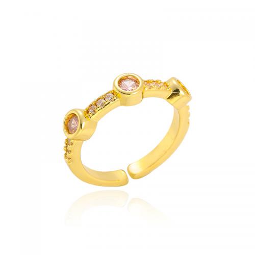 Cubique anneau en laiton Circonia Micro Pave, Placage de couleur d'or, bijoux de mode & pavé de micro zircon & pour femme, plus de couleurs à choisir, protéger l'environnement, sans nickel, plomb et cadmium, cuff finger ring diameter about 2.3cm, Vendu par PC