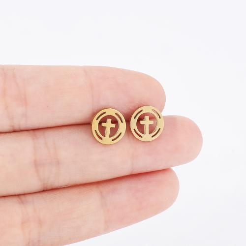 Stainless Steel Stud Earrings 304 Stainless Steel Round plated for woman Sold By Bag