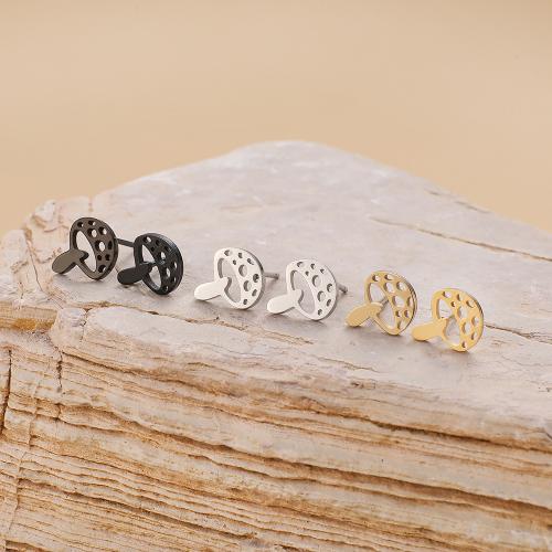 Roestvrij staal Stud Earrings, 304 roestvrij staal, paddestoel, plated, voor vrouw, meer kleuren voor de keuze, 8.50x10mm, 12pC's/Bag, Verkocht door Bag