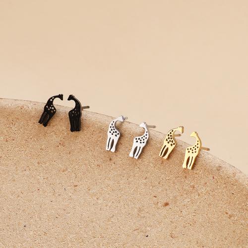 Roestvrij staal Stud Earrings, 304 roestvrij staal, Giraffe, plated, voor vrouw, meer kleuren voor de keuze, 3.50x10mm, 12pC's/Bag, Verkocht door Bag