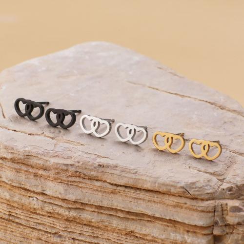 Roestvrij staal Stud Earrings, 304 roestvrij staal, Hart, plated, voor vrouw, meer kleuren voor de keuze, 10x5.50mm, 12paren/Bag, Verkocht door Bag