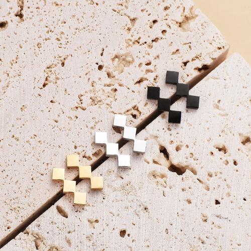 Stainless Steel Stud Earrings 304 Stainless Steel Rhombus plated for woman Sold By Bag