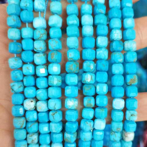 Χάντρες Turquoise, Φυσικό Τυρκουάζ, Πλατεία, DIY, μπλε, 6mm, Περίπου 60PCs/Strand, Sold Με Strand