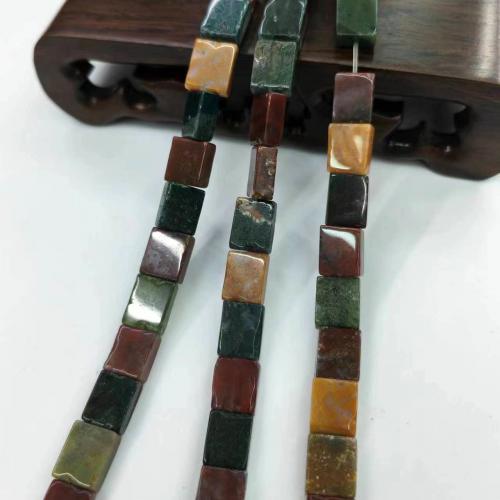 Naturliga indiska agat pärlor, Indian Agate, Rektangel, DIY, blandade färger, 8x10mm, Ca 38PC/Strand, Säljs av Strand