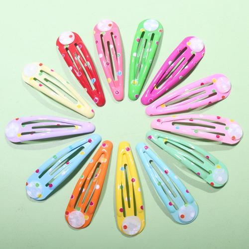 Haj Snap Clips, Vas, festett, lány & nyomtatás & epoxy matrica, több színt a választás, nikkel, ólom és kadmium mentes, 49x14mm, Által értékesített PC