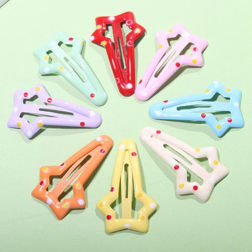 Haj Snap Clips, Vas, Csillag, festett, a nő & zománc, több színt a választás, nikkel, ólom és kadmium mentes, 40x25mm, Által értékesített PC