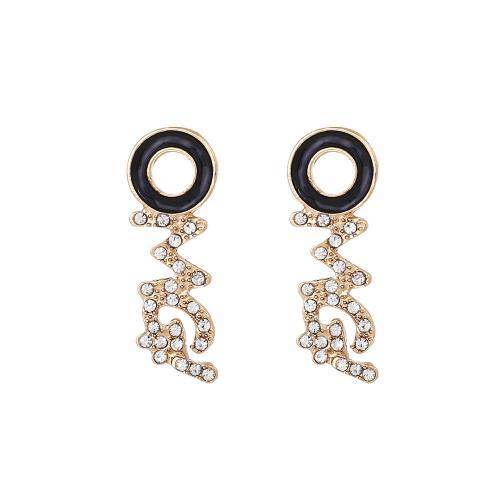 Pendientes de Perno de Aleación de Zinc, con Perlas plásticas, Carta del alfabeto, Joyería & diferentes materiales para la opción & para mujer & esmalte, libre de níquel, plomo & cadmio, 35x13mm, Vendido por Par