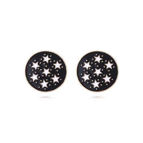 Zinc Alloy Stud Earring Round fashion jewelry & for woman & enamel nickel lead & cadmium free Sold By Pair