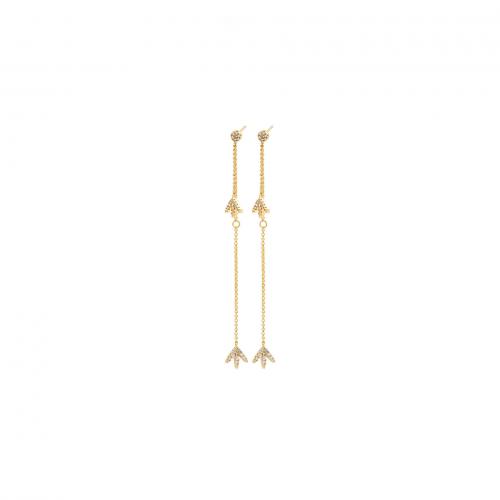 Cúbicos Circonia Pendiente Latón Micro pavimenta, metal, 18K chapado en oro, Joyería & micro arcilla de zirconia cúbica & para mujer, libre de níquel, plomo & cadmio, 90mm, Vendido por Par