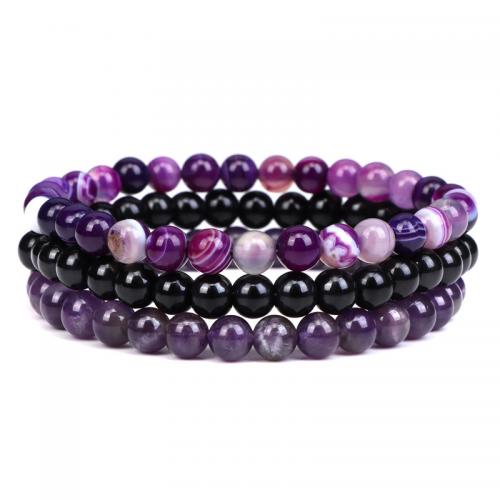 Gemstone Bracciali, pietra preziosa, fatto a mano, tre pezzi & materiali diversi per la scelta & unisex, 6mm, Lunghezza Appross. 19 cm, Venduto da set