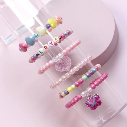 Children Bracelet & Bangle Plastic handmade 6 pieces & for children Sold By Set