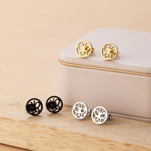 Stainless Steel Stud Earrings 304 Stainless Steel Round plated for woman Sold By Bag