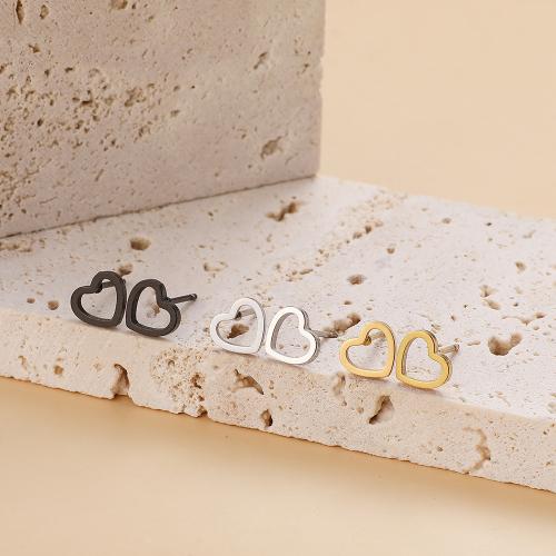 Stainless Steel Stud Earrings 304 Stainless Steel Heart plated for woman Sold By Bag