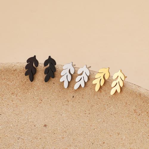 Cruach dhosmálta Graí Earrings, 304 Cruach dhosmálta, Leaf, plátáilte, do bhean, dathanna níos mó le haghaidh rogha, 6x13mm, 12Péirí/Mála, Díolta De réir Mála