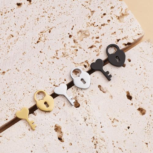 Stainless Steel Stud Earrings 304 Stainless Steel Key plated for woman Sold By Bag