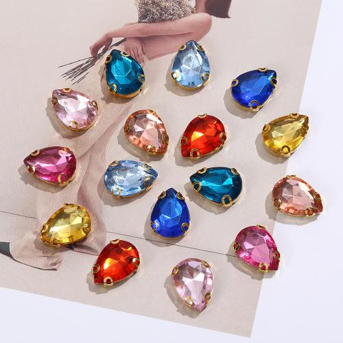 Zinc Alloy Jewelry Cabochons Teardrop plated DIY & with rhinestone nickel lead & cadmium free Sold By Bag