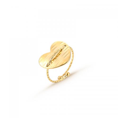 Anillo de dedo de acero inoxidable, acero inoxidable 304, Corazón, 18K chapado en oro, Joyería & para mujer, libre de níquel, plomo & cadmio, Inner diameter: 18mm., Vendido por UD