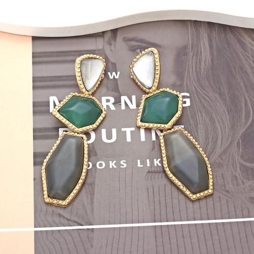 Pendientes de Perno de Aleación de Zinc, con resina, Joyería & para mujer, más colores para la opción, libre de níquel, plomo & cadmio, 94x29mm, Vendido por Par