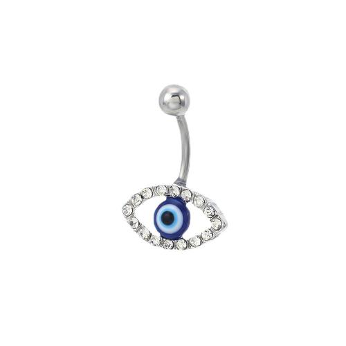 Rustfrit stål Belly Ring, 304 rustfrit stål, med emalje, mode smykker & for kvinde & med rhinestone, nikkel, bly & cadmium fri, 25x17mm, Solgt af PC