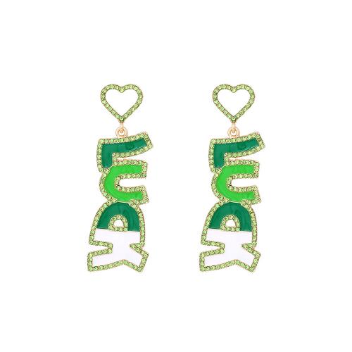 Zinc Alloy Stud Earring Alphabet Letter fashion jewelry & for woman & enamel & with rhinestone multi-colored nickel lead & cadmium free Sold By Pair