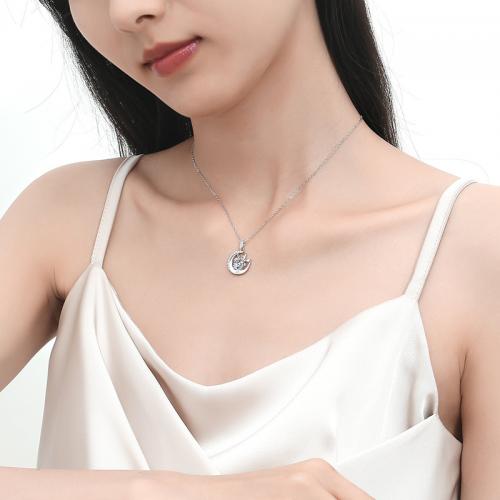 Circón cúbico micr3ofono pavimenta collar de plata esterlina, plata de ley 925, con 5CM extender cadena, chapado, diverso tamaño para la opción & micro arcilla de zirconia cúbica & para mujer, color de platina, longitud aproximado 40 cm, Vendido por UD