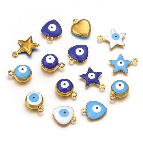 Evil Eye Pendants 304 Stainless Steel DIY & enamel Sold By Bag