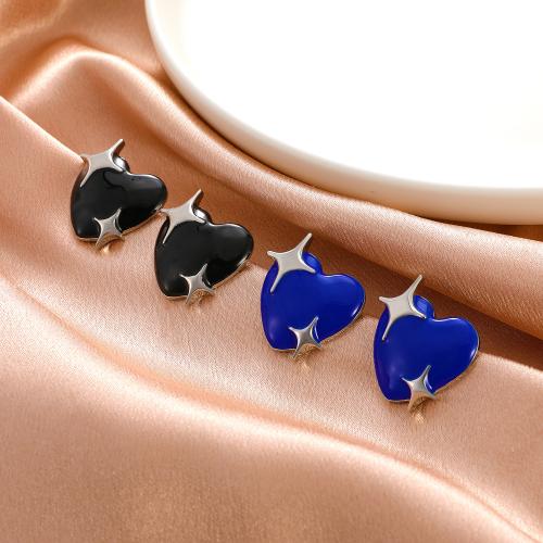 Zinc Alloy Stud Earring Heart fashion jewelry & for woman & enamel nickel lead & cadmium free 29mm Sold By Pair