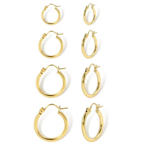 Mens acier inoxydable Hoop boucles d'oreilles, Acier inoxydable 304, bijoux de mode & pour femme, doré, 4pairescouple/sac, Vendu par sac