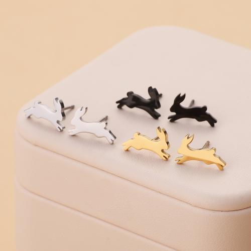 Stainless Steel Stud Earrings 304 Stainless Steel Rabbit plated for woman Sold By Bag