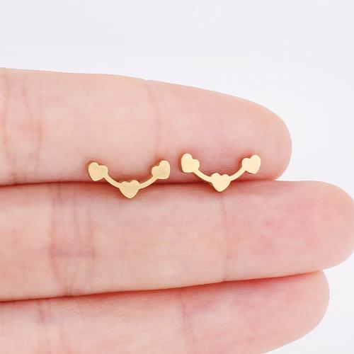 ステンレス鋼イヤリング, 304ステンレススチール, ハート形, メッキ, 女性用, 無色, 12x5mm, 12ペア/バッグ, 売り手 バッグ