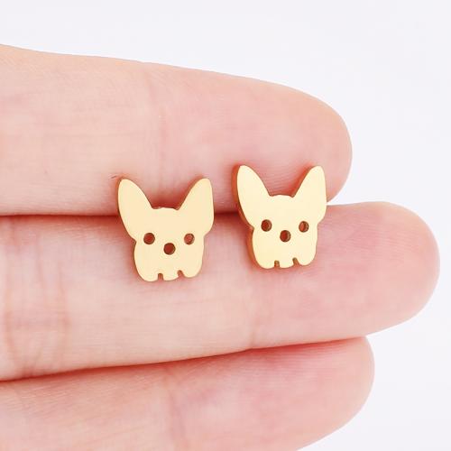 Stainless Steel Stud Earrings 304 Stainless Steel Dog plated for woman Sold By Bag