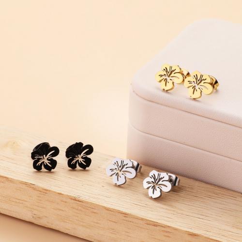 ステンレス鋼イヤリング, 304ステンレススチール, 花形, メッキ, 女性用, 無色, 12x10mm, 12ペア/バッグ, 売り手 バッグ