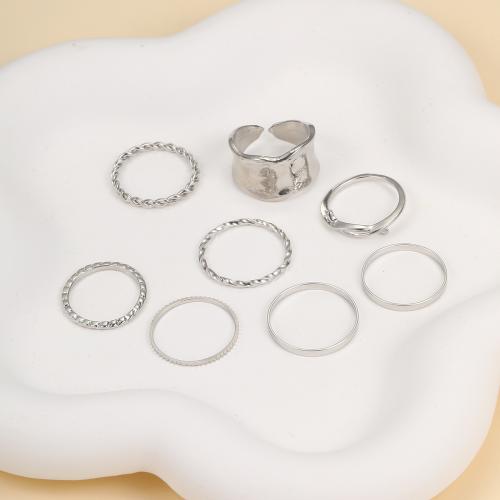 Cink Alloy Ring Set, Cink ötvözet, galvanizált, 8 darab & divat ékszerek & a nő, több színt a választás, nikkel, ólom és kadmium mentes, Által értékesített Set